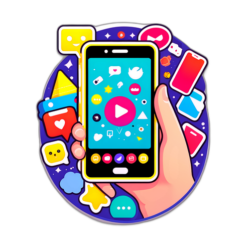 मज़ेदार वीडियो आइकनों के साथ स्मार्टफोन स्टिकर
