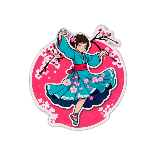 櫻花舞者的浪漫貼紙