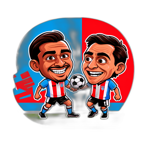 Ilustración Caricaturesca del Momento Clave del Partido 'Estudiantes - Vélez'