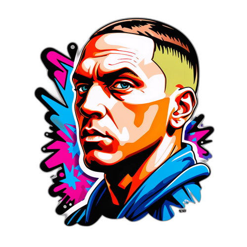 Autocollant d'Eminem avec un regard déterminé