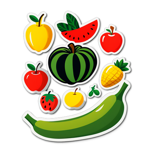 水果和蔬菜主題貼紙組