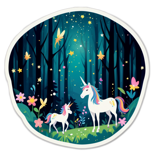 Whimsical Forest with Fairies and Unicorns