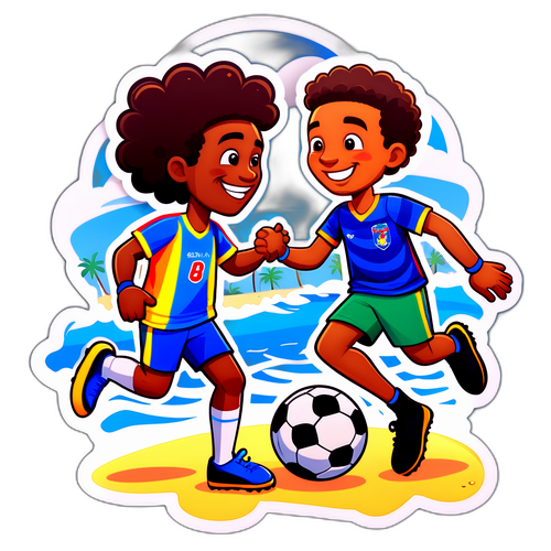 Stiker Kartun Pemain Bahia dan Santos Bergoyang Tangan