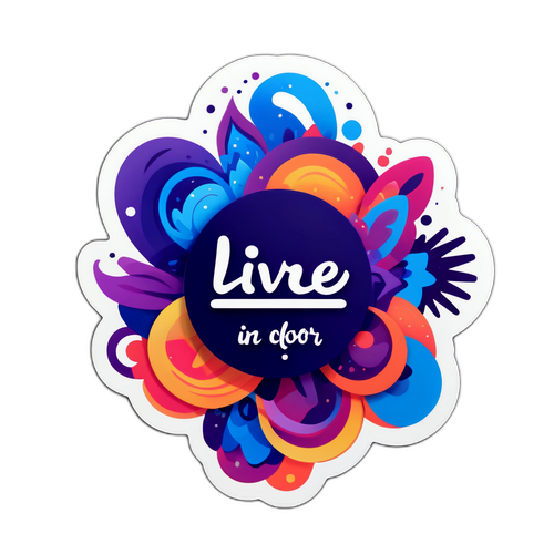 Farverig klistermærke inspireret af indigo kunst