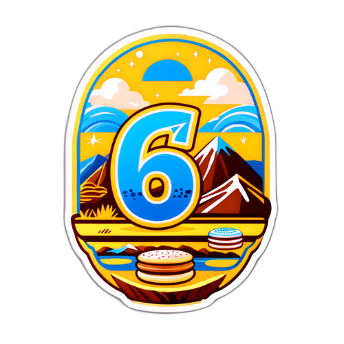 Número 67 con elementos de la cultura argentina