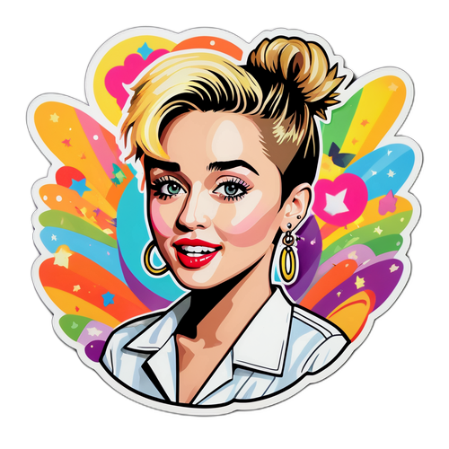 Un adesivo fantasioso con gli alter ego di Miley Cyrus