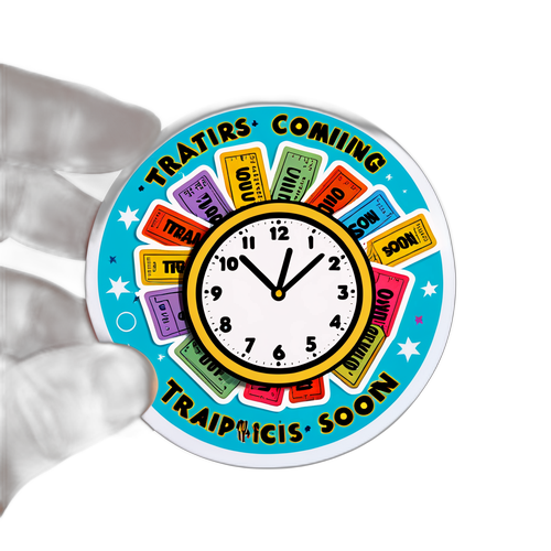 Playful Clock Sticker with Movie Tickets