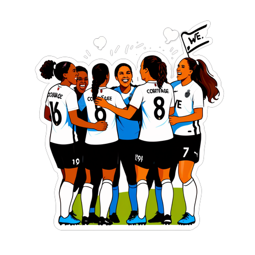 Desenho de jogadoras do Corinthians Feminino em um momento de celebração