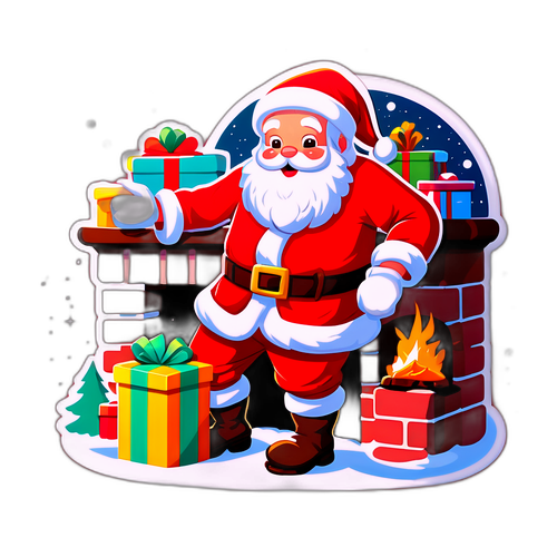 Schattige Kerstman met Cadeaus bij de Haard