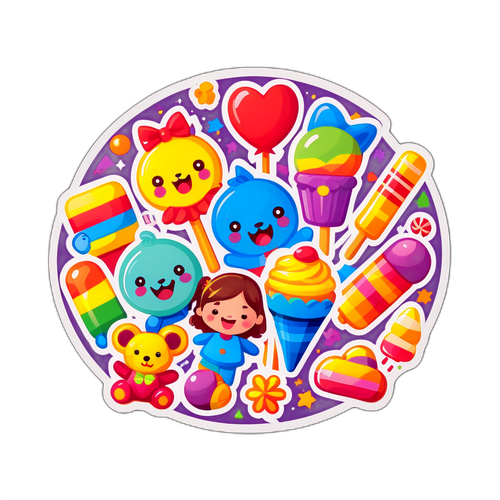 Diseño colorido de adhesivo celebrando el Día del Niño