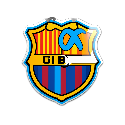 Sticker de Copa del Rey con emblemas de Barcelona y Valencia CF