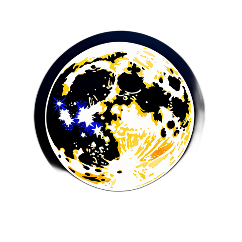 Sticker de la luna llena con cielo estrellado
