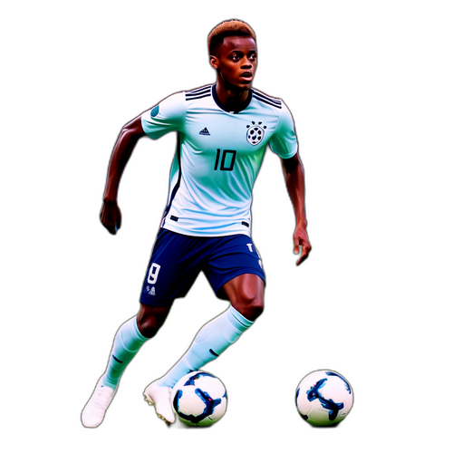 Styliserad illustration av Alexander Isak i fotbollsdräkt