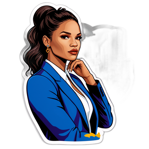 Autocolant cu Cassie Ventura admirând un peisaj urban