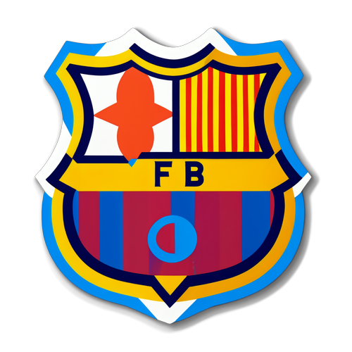 Reka Bentuk Lencana FC Barcelona dengan Latar Belakang Mosaic Berwarna