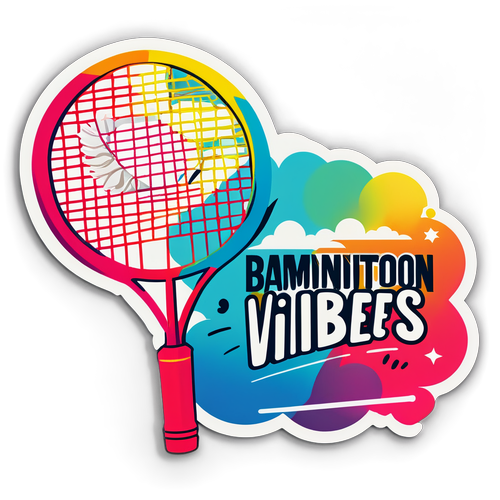 Badminton Vibes: Få God Stemning med Dette Farverige Klistermærke!