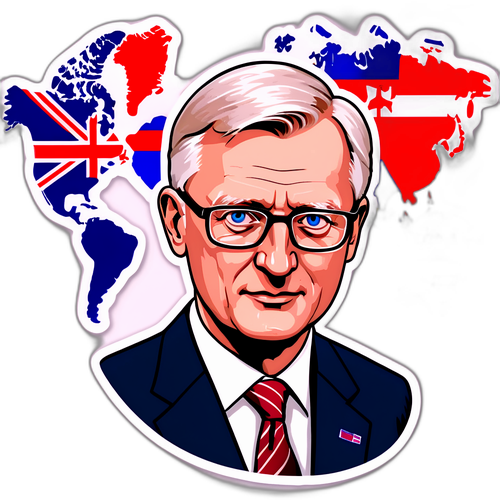Elegant klistremerke av Carl Bildt i politisk debatt