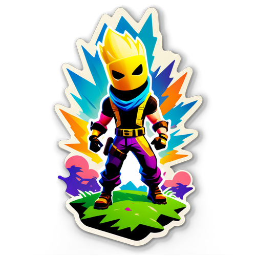 Incroyable Sticker Fortnite : Un Personnage Légendaire au Cœur d'un Paysage Éblouissant!