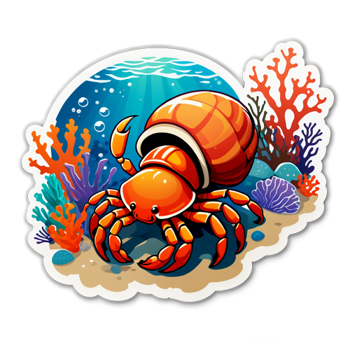 小隱士蟹與海底風景貼紙