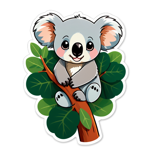 Napaka Cute! Nakaka-akit na Koala na Yakap ang Eucalyptus na Puno - Perfect na Design para sa Iba't Ibang Gamit!