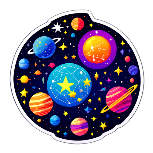 Космічна наклейка з символами знаку Близнюки