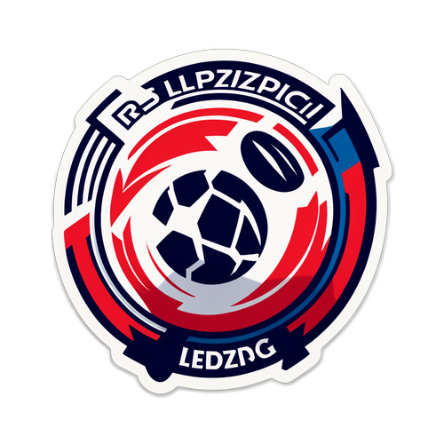 RB Leipzig Logo mit dynamischen Fußballgrafiken