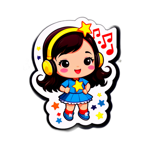 可愛的小音樂女孩貼紙