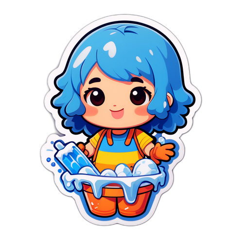可愛いキャラクターがアイスを持っている