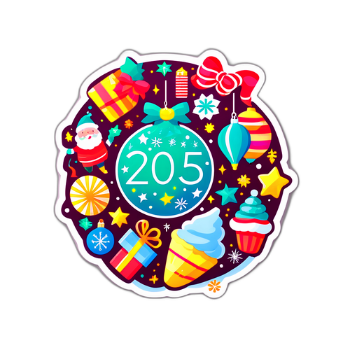 Stiker Meriah Perayaan Musim Liburan 2025