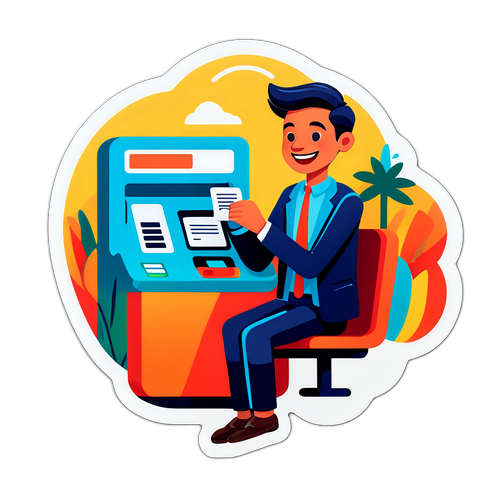 Retrait d'argent heureux