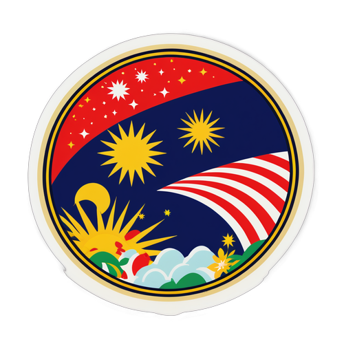 Sticker Gaya Vintage Perayaan Hari Cuti Awam Sejarah di Malaysia