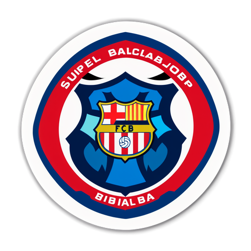 Barcelona ve Athletic Bilbao Süper Kupa Vintage Arka Plan Sticker