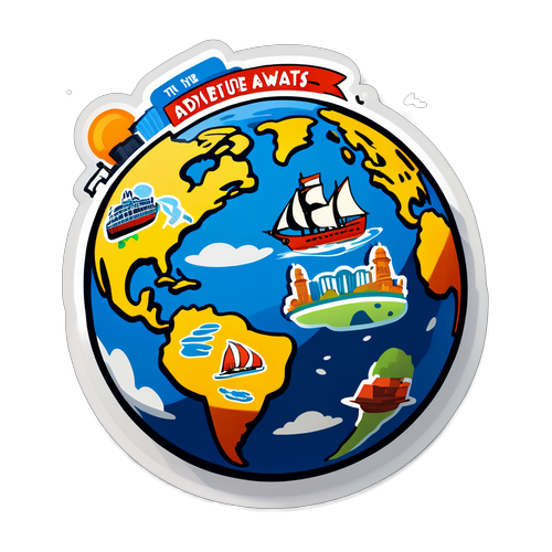 Sticker ng Globo na may Cartoon Landmark