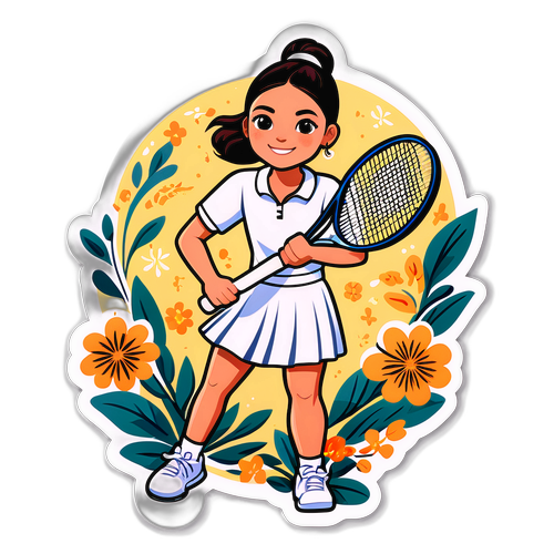 Stiker Bergaya Emma Raducanu dengan Raket Tenis