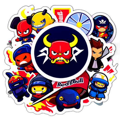 레드불 롤의 인기 캐릭터를 중심으로 한 팬 아트 스티커