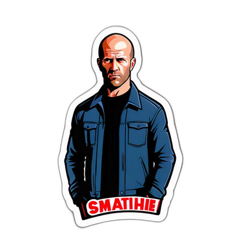 Etiqueta de Jason Statham en Estilo Caricatura