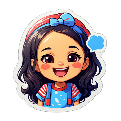 Наклейка з веселим малюнком дівчинки