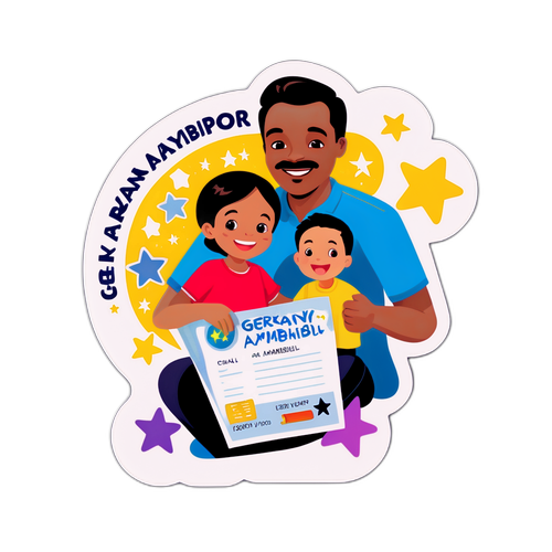 Stiker Ayah dan Anak Ceria