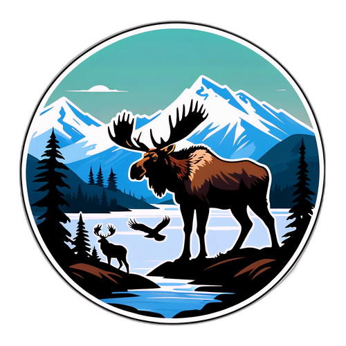 Autocollant d'animaux sauvages de l'Alaska