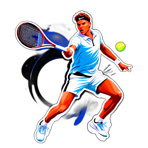 Nálepka s Jannickem Sinnerem v akčním momentu