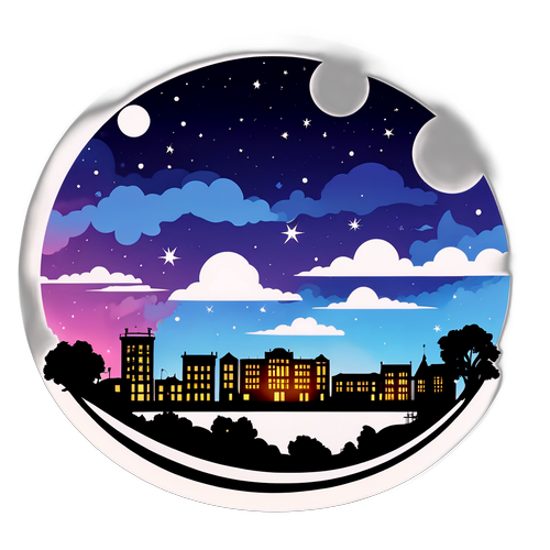 Силуети міста Таганрога під вечірнім небом з розсіюванням пилу