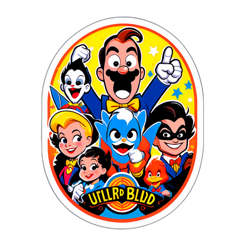 Nostalgisches Warner Bros Design mit stilisierten Charakteren