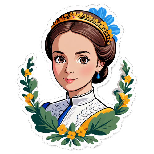 Portrait d'Alexandra de Luxembourg avec éléments floraux