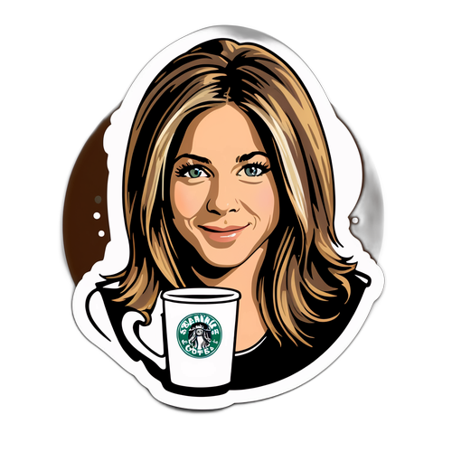 Vintage-inspireret klistermærke af Jennifer Aniston som Rachel Green