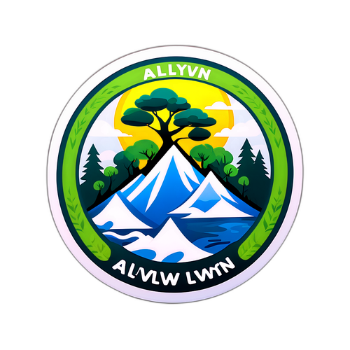 Design samolepky Allwyn s přírodními prvky symbolizujícími udržitelnost a inovaci