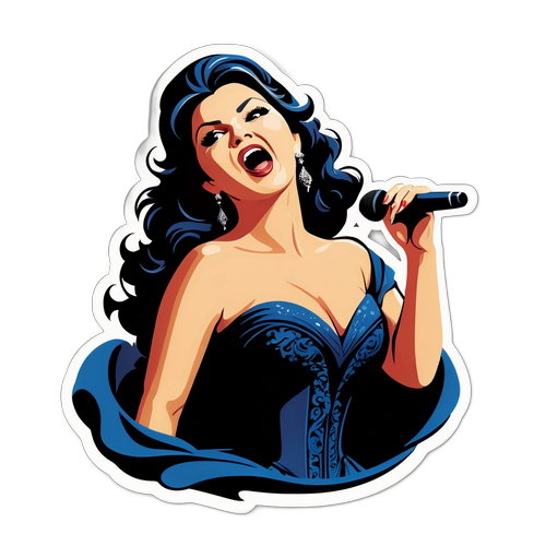 Sticker von Anna Netrebko singend mit leidenschaftlicher Arie