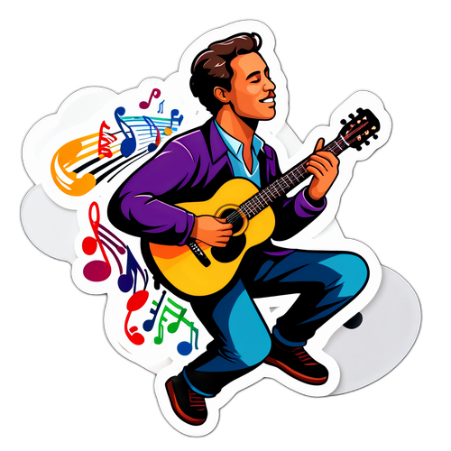 Adesivo Colorido de Lindbergh Farias Tocando Violão