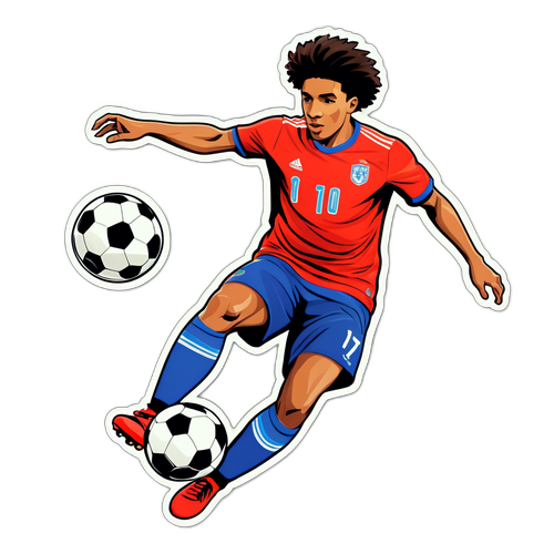 Crea un adesivo cool con Joshua Zirkzee che dribbla un pallone da calcio