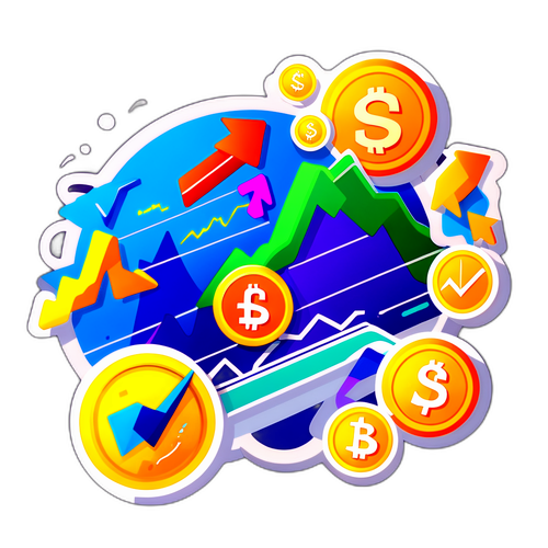 Дизайн наклейки, иллюстрирующий элементы Форекс-трейдинга