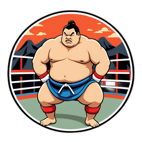 相撲レスリングのデザインを取り入れたステッカー